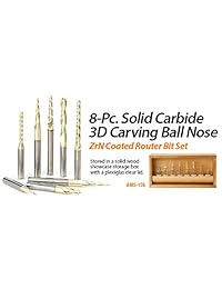 Amana Herramienta ams-144 3-pc CNC 2d y 3d talla bola nariz zrn Coated SC 1 4 inch SHK Router Bit Colección Incluye 46280 (1 32), 46282 (1 16) & 46286 (1 8 D.)