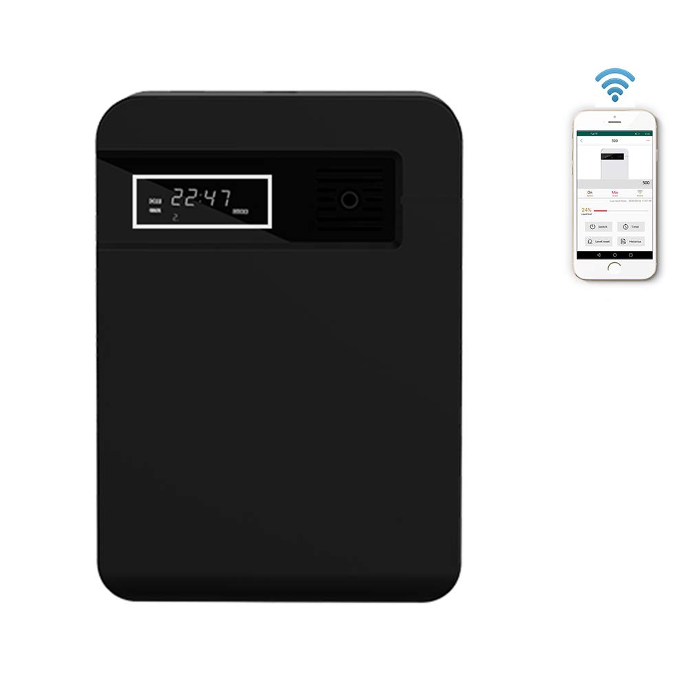 180ml Waterless Nebulizing Scent Machine Essential Oil Aromatherapy Diffuser with turbo fan system, Flexible Timer Setting, Phone App Control, 12V Scent Diffuser for Living Room, Office (Black)
