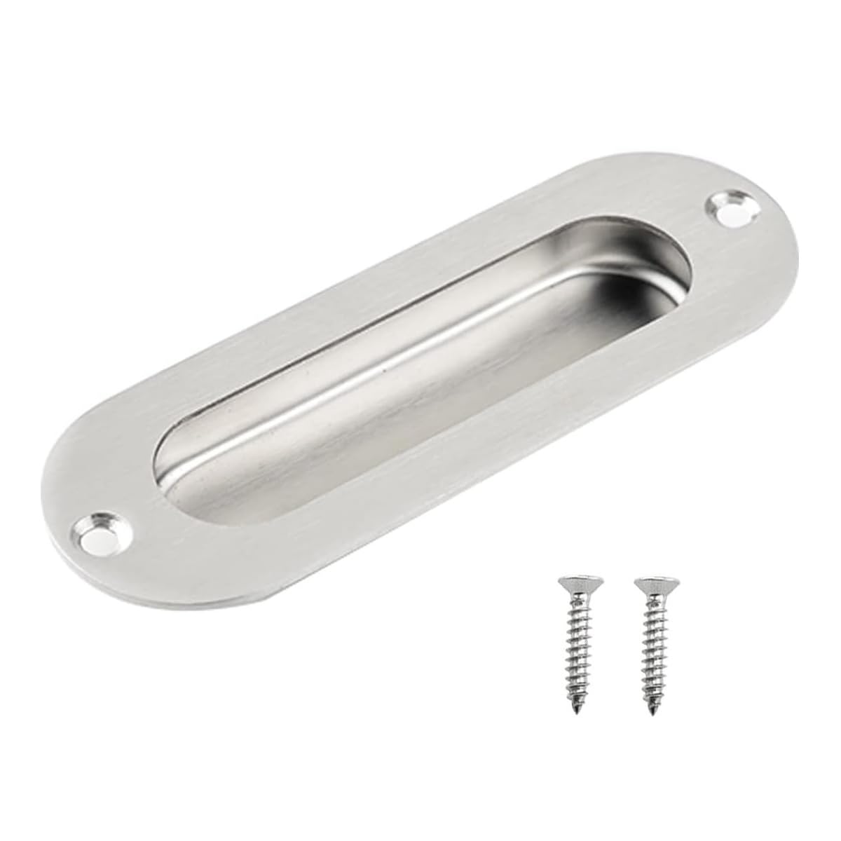 MiJunHD Recessed Flush Door Handles Stainless Steel Cabinet & Furniture Door Pulls Silver 120 * 40mm Round Handles/Pulls for Interior & Closet Doors — image 1