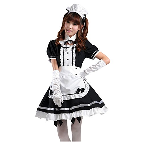 Anime Cosplay French Apron Maid Fancy Dress Costume for women and girls