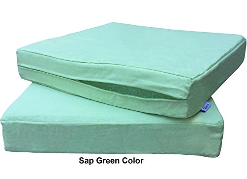 2 Pack Outdoor Patio Chair Deep Seat Washable Cushion Seat Pad 20" X 18" with Bonus 2 Covers , Sap Green Color