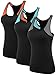 Neleus Women's 3 Pack Running Workout Athletic Long Racerback Tank Tops for Yoga,8005,Orange,Light Blue,Grey,US L,EU XL
