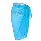 Ayliss Womens Swimwear Chiffon Cover up Solid Color Beach Sarong Swimsuit Wrap,Blue