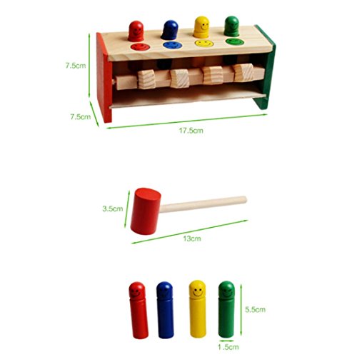 Livoty Deluxe Pounding Bench Wooden Toy With Mallet Wooden Learning Educational Toys for Over 3 Years Old (Multicolor)