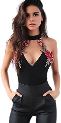 Jumpsuit Women Summer Stylish Holiday Clubwear Embroidered Halter V-Neck Playsuit Bodycon Party Trousers