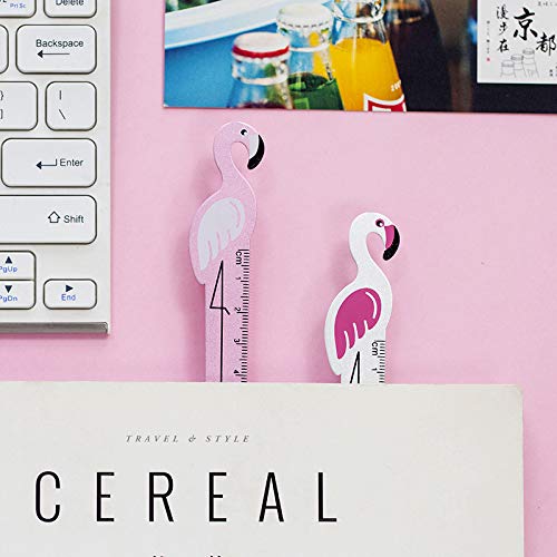 Fablcrew Flamingo Ruler 6"(15cm)Aluminum Straight Ruler for School /Office /Student(Pink&White)