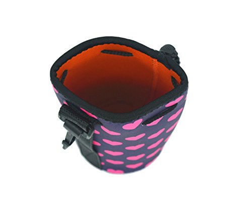 water bottle sleeve with clip, Carrier Cover Neoprene Water Bottle Drawstring Insulator Cooler Sleeve bag (Rose Red) - Thumbnail 2