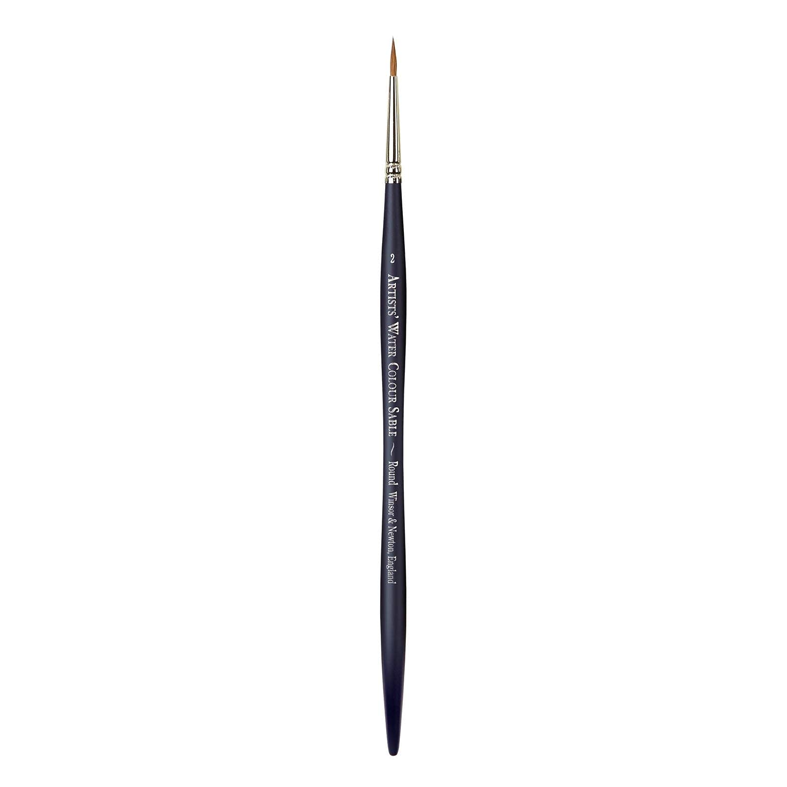 Winsor & Newton Artists Kolinsky Sable Artist Water Colour Brush Round, Birch Wood, Transparent, Rundpinsel. Nr. 2-1,8 mm - kurzer Stiel