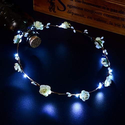 LED Flower Crown Hairband for Women Girls,Glowing Wreath Hair Band Hair Accessory Photography Wedding Festival Holiday Cosplay Christmas Halloween Party Valentine's Day New Year Decoration