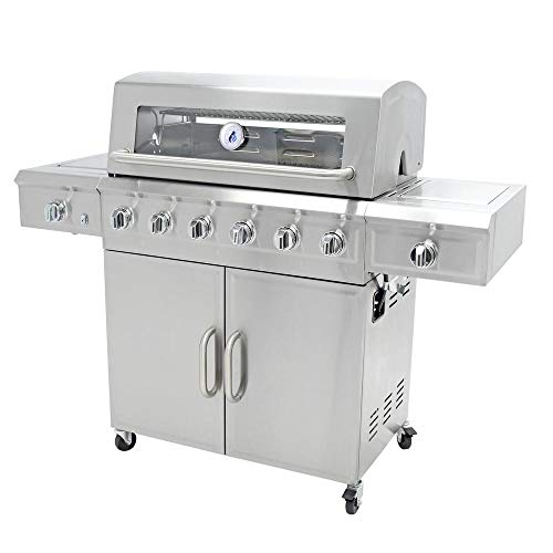 3 Embers 6 Burner Stainless Steel Dual Fuel Propane Gas Grill Gas