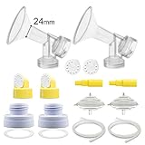 Maymom Pump Parts for Spectra S1, S2, 9 Pump; Incl Flange, Valves, Backflow Protecor, Bottle Changer (Flange 24 mm, Kit n Bottle Converter Tubing)