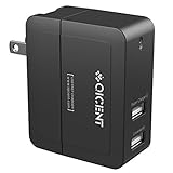 QICENT Dual USB 20W Smart AC High Speed Travel Wall Charger for Smartphones & Tablets - 2 Pack (Black)
