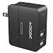 QICENT Dual USB 20W Smart AC High Speed Travel Wall Charger for Smartphones & Tablets - 2 Pack (Black)