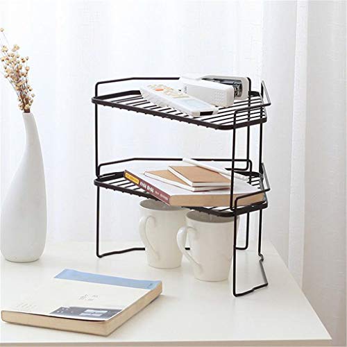 Samoii 2-Tier Iron Triangle Standing Rack Kitchen Bathroom Storage Shelf Holder Spice Rack Cabinet and Counter Shelf Organizer