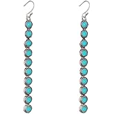 Bohemian Turquoise Dangle Earrings for Women, Western Vintage Earrings Long Turquoise Drop Earrings Fashion Jewelry Gifts