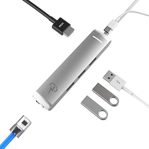 CharJenPro USB C Hub for All USB C laptops, Tablet, Phones. Gigabit Ethernet, USB C Power Delivery, HDMI 4K, 3 USB 3.0.