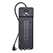 KMC 12-Outlet Surge Protector Power Strip, 4500J, TV Port/Network Port/Telephone,8-Foot Cord
