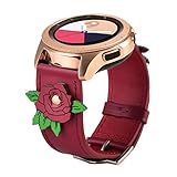 Ribivaul Handmade Rose Leather Bands Compatible Galaxy Watch 42mm Bands/Active 40mm Band Women 20mm Fashion Flower Wristband with Rose Gold Buckle for Samsung Galaxy Watch 42mm R810