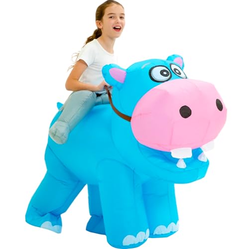One Casa Blow Up Party Costume,Inflatable Costumes for Kids,Riding Hippo Costume,Halloween Costumes for Girls Boys