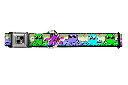 Buckle-Down 18-32" Octopus Cartoon Dog Collar Bone, Wide Large
