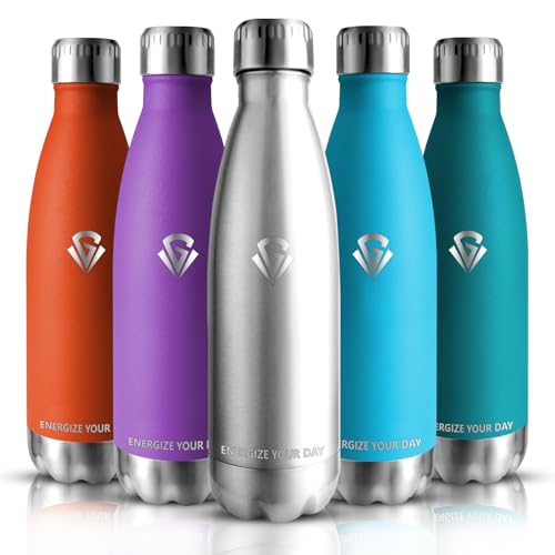 Grsta 500 ml Stainless Steel Sports Water Bottle, Double-Walled Vacuum Insulated, Leak-Proof, BPA-Free, Perfect for Fitness, School, Gym