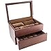 Caddy Bay Collection Vintage Wood Clear Glass Top Watch Box Display Storage Case Chest Holds 20+ Watches With Adjustable Soft Pillows and Deep Slots for Larger Watches