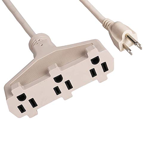 Epicord 8ft SPT-3 16/3 indoor extension cord Beige with switch,[ETL Listed] 3-Outlet Power Strip,300V,8FT Extension Cord Wall Mount With 3 Prong Grounded For Entertainment Room,Living Room,Office