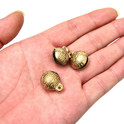 Monrocco 20Pcs Antique Gold 0.7 x 0.6 Inches Brass Bells Vintage Indian Bells Charms Pendants for Crafting,Home Door Decor - Thumbnail 4