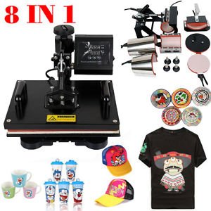 8 in 1 Multifunction Sublimation T-Shirt Mug Hat Plate Cap Heat Press Machine 1200W Transfer Sublimation Hat Mug Cap Plate 15
