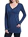 Ninedaily Women Blouses V Neck Long Sleeve High Waist Pleated Tunic Tops Shirts