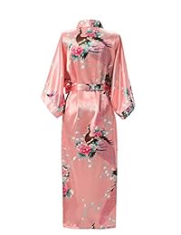 Kimono largo con estampado de flores de loto para mujer, kimono de seda con bolsillos J. ROBE