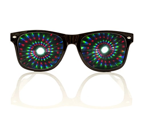 Black Spiral Diffraction Glasses – for Raves, Festivals and More