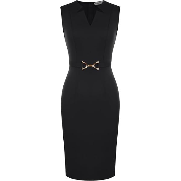 GRACE KARIN Wear to Work Dresses for Women,Business Office Dress,Sleeveless  Bodycon Dress with Belt Army Green S at Amazon Women's Clothing store