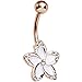 Body Candy Clear Rose White as Falling Snow Flower Belly Ring