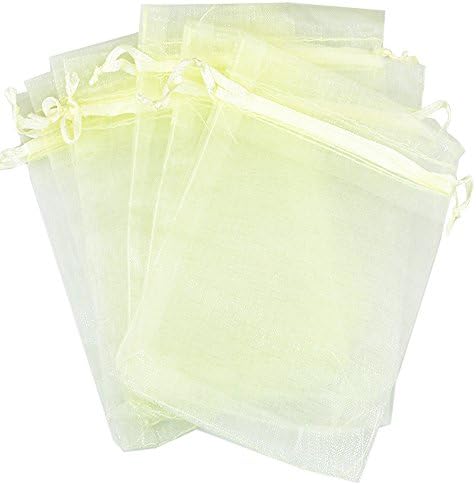 Glitterymall 50pcs Ivory White Color Drawstring Organza Jewelry Gift Pouch Bags 5x7 Wedding Party Favor Holiday