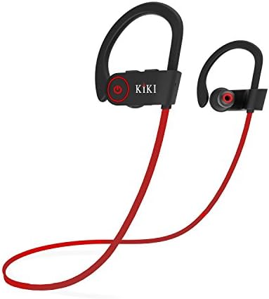 Bluetooth Headphones , Lakukoudou Wireless Sports Earphones w/ Mic, HD Stereo, Noise Cancelling IPX7 Waterproof Sweatproof Wireless Earbuds for Gym Running Workout 8 Hour Battery Headsets (Red)