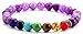 Hamoery Men Women 8mm Lava Rock 7 Chakra Beads Chakra Bracelet Braided Rope Natural Stone Yoga Bracelet Bangle