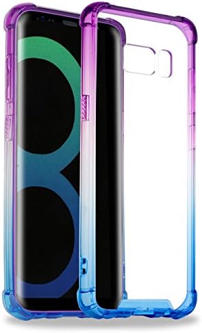 Galaxy S8 + Plus Case, JWCTECH Case for Samsung Galaxy S8+ Plus 2017 Release 6.2inch Colorful Gradient Soft TPU Gel Edge with Clear Hard Plastic Back Super Slim Protective Cover Case - Blue Purple