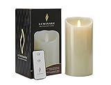 Luminara Flameless Candles Real Flame Effect Candle 3.5 by 7-Inch Ivory Wax Candle with Timer Remote Included