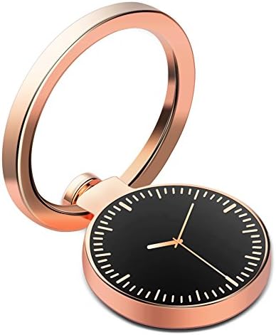 Cell Phone Finger Ring Stand, DIGITWHLE Clock Phone Ring Holder 360°Rotation and 180°Flip Ring Grip Mount Kickstand for iPhone X 8 7/7 Plus,Samsung Galaxy S8/S7,Fit Magnetic Car Mount -Rose Gold