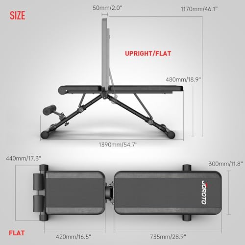 JOROTO Adjustable Weight Bench, Full Body Workout Strength Training Bench Press Foldable Incline Decline Bench Sit Up Exercise Equipment for Home Gym 700lbs/800lbs/1000lbs