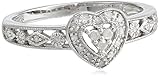 Sterling Silver Diamond Heart Ring (0.16 cttw G-H Color, I3 Clarity)