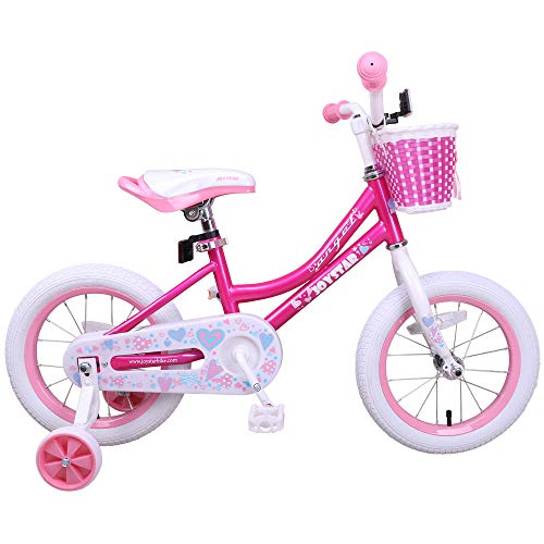 JOYSTAR 14 Inch Kids Bike for Girls with Training Wheels & Basket for 3 4 5 6 Years Kids, Child Bicycle with Basket, Children Cycling - Pink