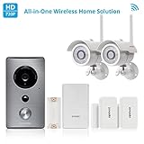 Zmodo All-in-One Home Solution-Zmodo Greet WiFi Video Doorbell w/ Zmodo 720p HD Security Camera (2 Pack), Zmodo Beam Smart Hub and WiFi Extender, Doow/Window Sensor (2 Pack)