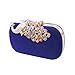 BMC Womens Elegant Rhinestone Peacock Clasp Velvet Cocktail Evening Handbag (Blue)