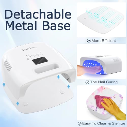 Cordless Rechargeable UV Nail Lamp, 60W Professional UV Light for Gel Nails with Metal Base, Portable Wireless LED Nail Dryer Fast Charger Curing Lamp 3 Timers for Salon or Home