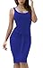 Cfanny Women's Tie Front Bodycon Midi Party Casual Knitwear Dress,Bule,Small Blue