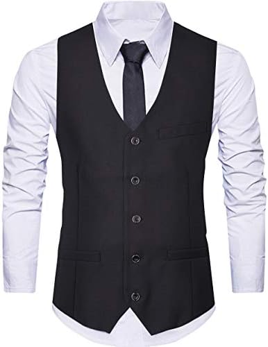 WANNEW Men's Vests Suit Vest Tuxedo Vest Dress Vest with 3 Pockets for Suit or Tuxedo