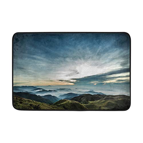 LORVIES Lanscape Bathroom Set, Polyester Fabric Shower Curtain (72 X 72 Inch) with Bath Mats Rugs(15.7 X 23.6 Inch)-12 Rings - Thumbnail 4