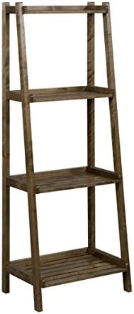 New Ridge Home Goods 2025-CHS Wooden Bookcase Ladder Shelf, Large, Antique Chestnut